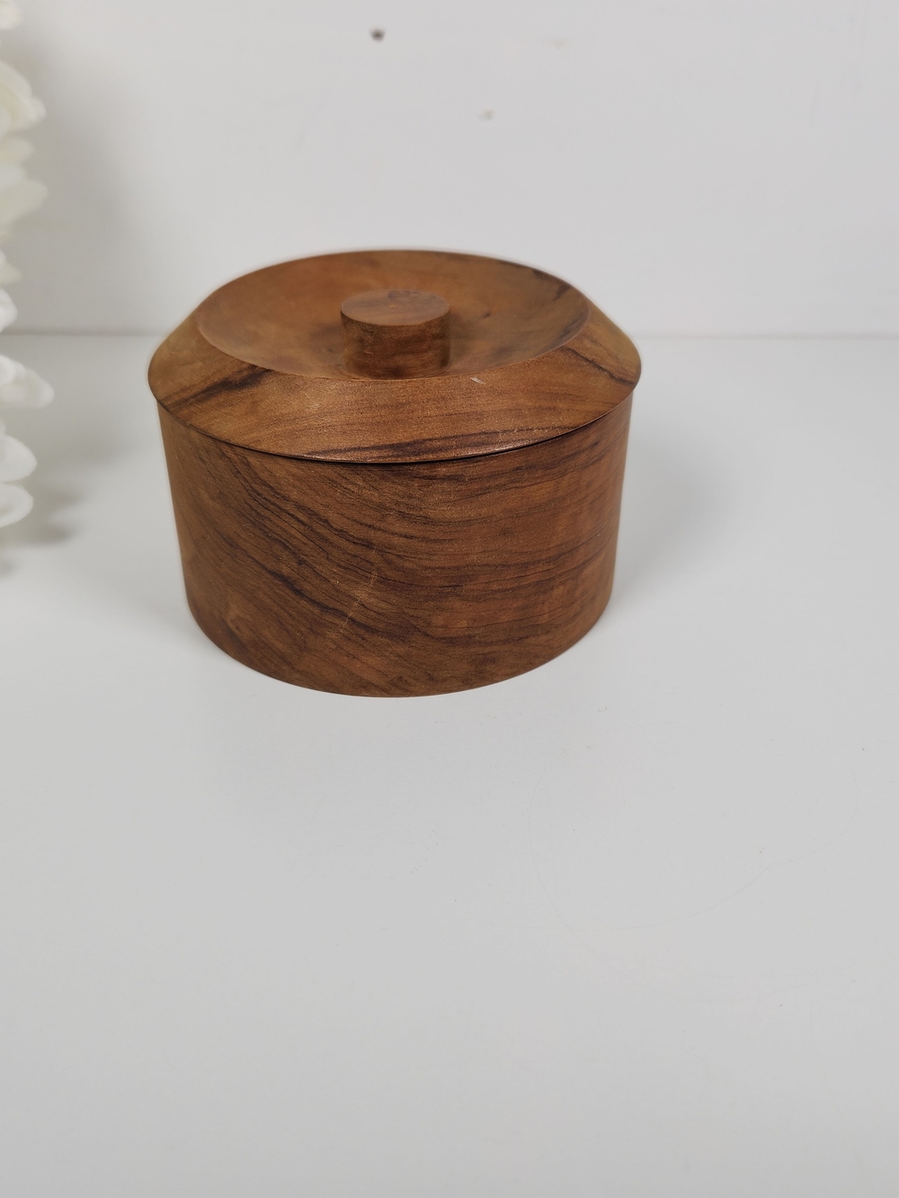 Vintage Turned Wood Lidded Box | Apothecary Box | Wooden Trinket Dish